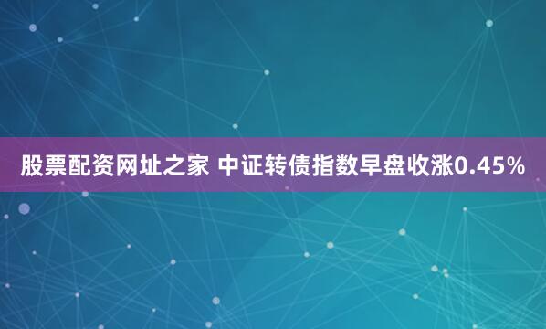 股票配资网址之家 中证转债指数早盘收涨0.45%