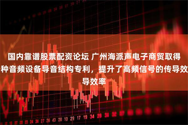 国内靠谱股票配资论坛 广州海派声电子商贸取得一种音频设备导音结构专利，提升了高频信号的传导效率